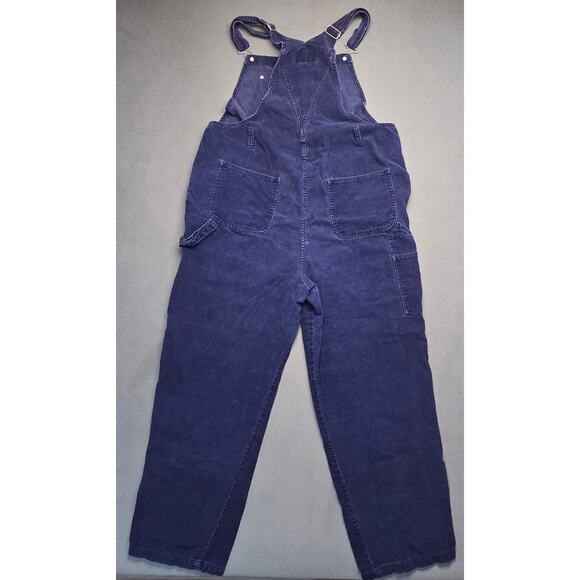 Vintage No Excuses Mens XL Blue Denim Curduroy Overalls Carpenter Pockets Chore - Picture 6 of 8